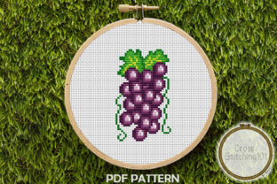 Grapes Modern Cross Stitch Pattern for Apparel