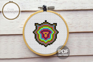 Shield Modern Cross Stitch Pattern for Apparel